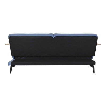 Divano Letto DKD Home Decor Nero Azzurro Metallo Marrone Poliestere Legno di eucalipto (203 x 87 x 81 cm)
