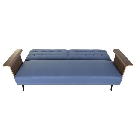 Divano Letto DKD Home Decor Nero Azzurro Metallo Marrone Poliestere Legno di eucalipto (203 x 87 x 81 cm)