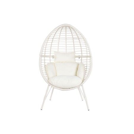 Poltrona da giardino DKD Home Decor 90 x 65 x 151 cm Metallo rattan sintetico Bianco