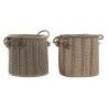Cestino Multiuso DKD Home Decor Marrone Nero Rosso Juta Iuta Fibra naturale Boho 30 x 30 x 36 cm (2 Unità)