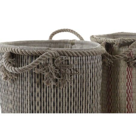 Cestino Multiuso DKD Home Decor Marrone Nero Rosso Juta Iuta Fibra naturale Boho 30 x 30 x 36 cm (2 Unità)