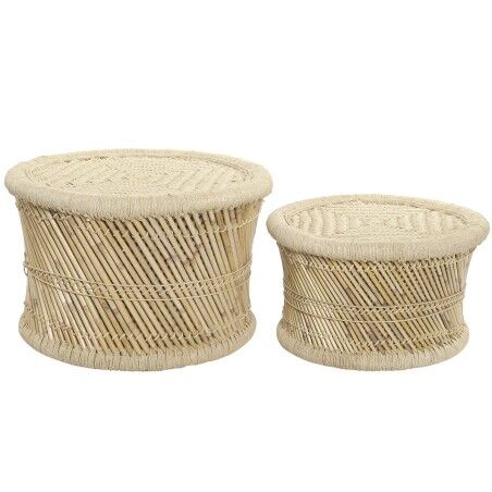 Set di 2 tavoli DKD Home Decor Naturale 60 x 60 x 42 cm 62 x 62 x 42 cm 64 x 64 x 42 cm