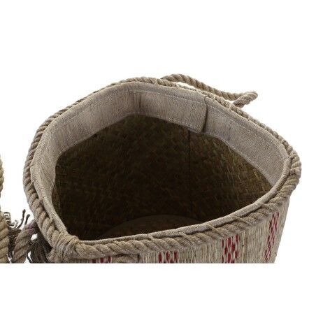 Cestino Multiuso DKD Home Decor Marrone Nero Rosso Juta Iuta Fibra naturale Boho 30 x 30 x 36 cm (2 Unità)