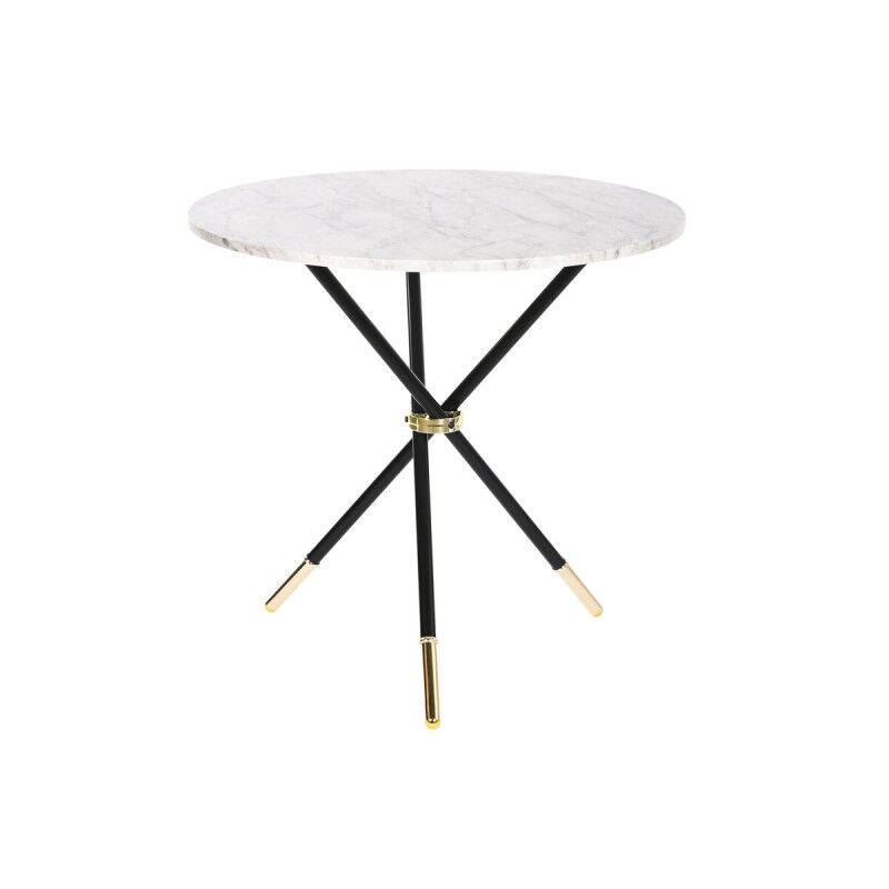 Tavolo aggiuntivo DKD Home Decor Bianco Nero Dorato Metallo Legno MDF 80 x 80 x 76 cm Tavolo aggiuntivo DKD Home Decor Bianco Nero Dorato Metallo Legno MDF 80 x 80 x 76 cm