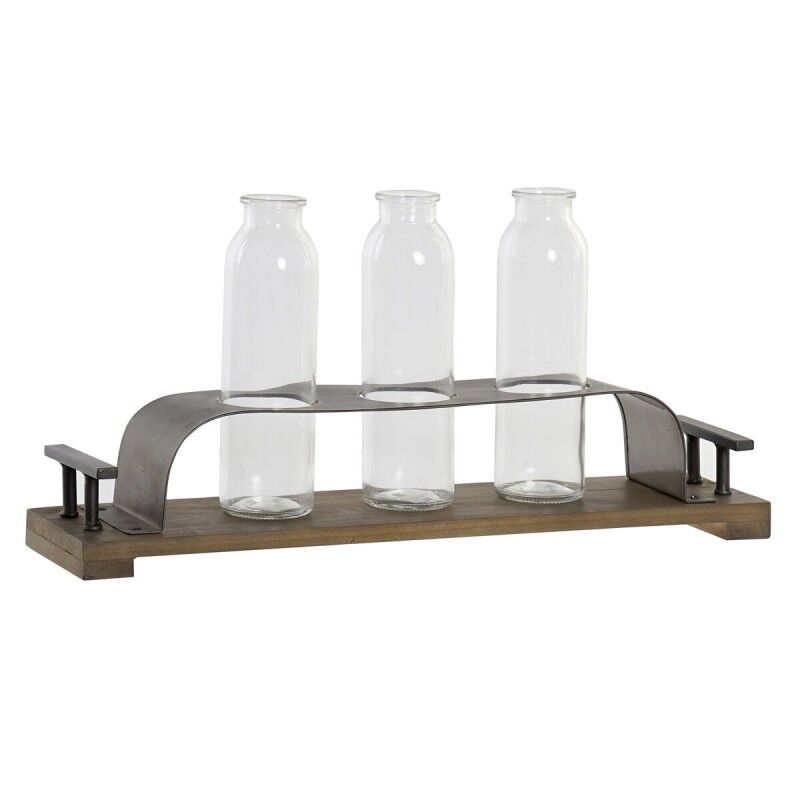Vaso DKD Home Decor Marrone Nero Metallo Cristallo 45 x 11 x 22 cm (3 Pezzi) Vaso DKD Home Decor Marrone Nero Metallo Cristallo 45 x 11 x 22 cm (3 Pezzi)