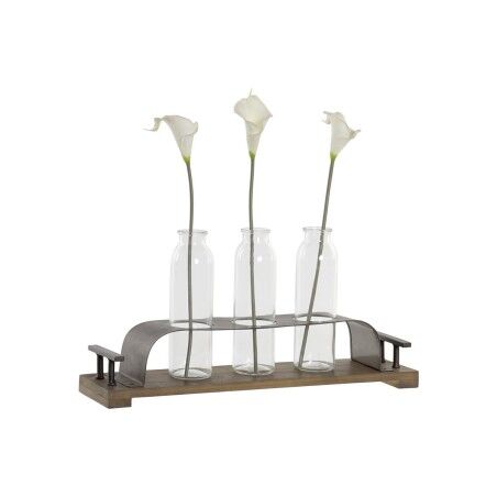 Vaso DKD Home Decor Marrone Nero Metallo Cristallo 45 x 11 x 22 cm (3 Pezzi)