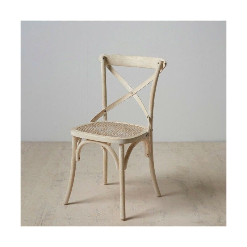Sedia da Sala da Pranzo 45 x 42 x 87 cm Legno Bianco Rattan Sedia da Sala da Pranzo 45 x 42 x 87 cm Legno Bianco Rattan