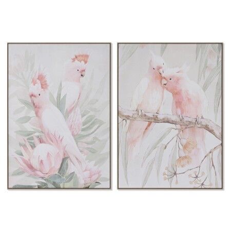 Quadro Home ESPRIT Pappagallo Tropicale 100 x 4 x 140 cm (2 Unità)