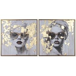 Quadro Home ESPRIT Dorato chica 70 x 3,5 x 70 cm (2 Unità)