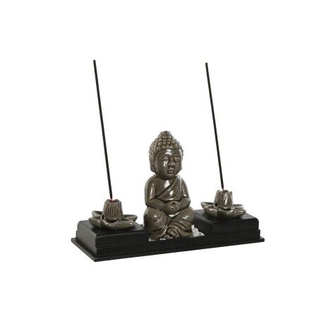 Bruciatore Home ESPRIT Ceramica Legno MDF Buddha 24 x 8 x 14 cm (2 Unità)
