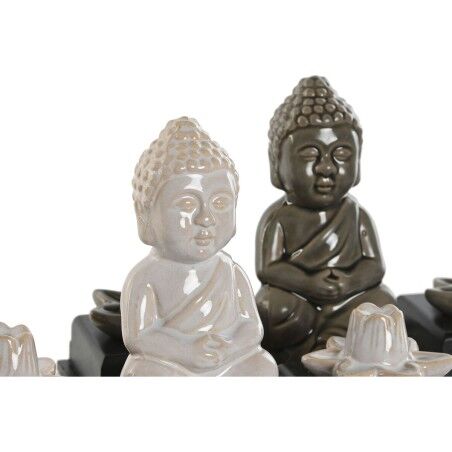 Bruciatore Home ESPRIT Ceramica Legno MDF Buddha 24 x 8 x 14 cm (2 Unità)