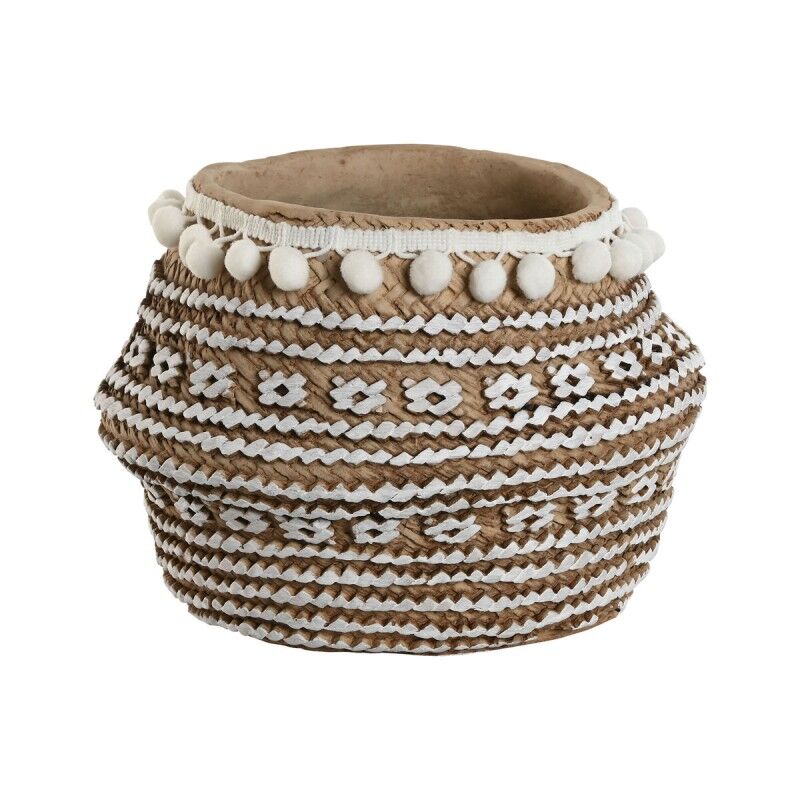 Vaso Home ESPRIT Bianco Marrone Beige Marrone Chiaro Cemento Tropicale 25 x 25 x 18 cm Vaso Home ESPRIT Bianco Marrone Beige Marrone Chiaro Cemento Tropicale 25 x 25 x 18 cm
