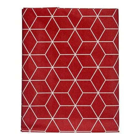 Tovaglia Kinvara CUBIC-26195-1 Bianco Rosso Granato Tela