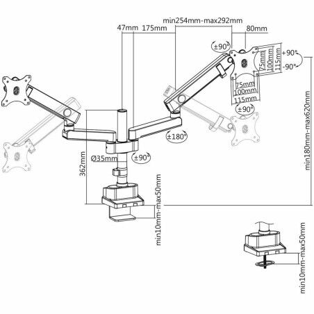 Supporto da Tavolo per Schermo V7 DMPRO2DTA-3N 17" 32"