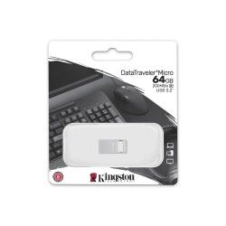 Memoria USB Kingston DTMC3G2/64GB Portachiavi Argentato Nero 64 GB