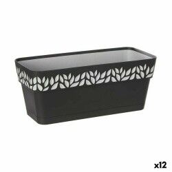 Vaso rettangolare da Balcone Stefanplast Cloe Antracite Plastica 13,3 x 12,3 x 29,3 cm (12 Unità)