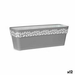 Vaso rettangolare da Balcone Stefanplast Cloe Grigio Plastica 49,5 x 17 x 19 cm (12 Unità)