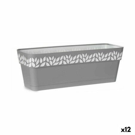 Vaso rettangolare da Balcone Stefanplast Cloe Grigio Plastica 49,5 x 17 x 19 cm (12 Unità)