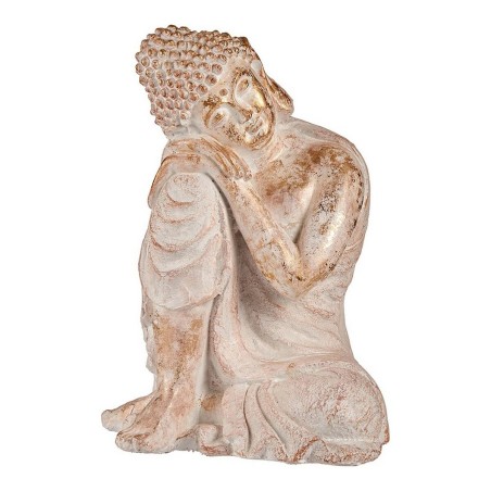 Statua Decorativa da Giardino Ibergarden CC20445 Bianco Dorato Poliresina 35,5 x 54,5 x 42 cm Buddha