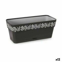 Vaso rettangolare da Balcone Stefanplast Gaia Antracite Plastica 13,3 x 12,3 x 29,3 cm (12 Unità)