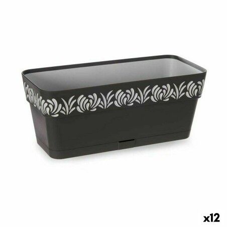 Vaso rettangolare da Balcone Stefanplast Gaia Antracite Plastica 13,3 x 12,3 x 29,3 cm (12 Unità)