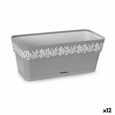 Vaso rettangolare da Balcone Stefanplast Gaia Grigio Plastica 13,3 x 12,3 x 29,3 cm (12 Unità)