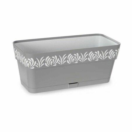 Vaso rettangolare da Balcone Stefanplast Gaia Grigio Plastica 13,3 x 12,3 x 29,3 cm (12 Unità)