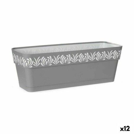 Vaso rettangolare da Balcone Stefanplast Gaia Grigio Plastica 49,5 x 17 x 19 cm (12 Unità)