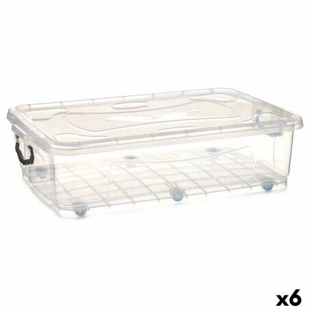 Scatola con Ruote per Organizzare Trasparente Plastica 40 L 46,5 x 20 x 72,2 cm (6 Unità)