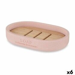 Portasapone Berilo B5456BC-4 - 458 Rosa Resina Bambù 12,5 x 2,5 x 8,5 cm (6 Unità)