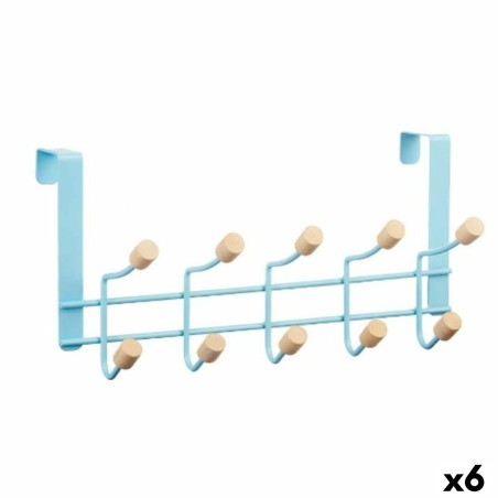 Appendiabiti per Porte Berilo W7912-10NB-BLUE Azzurro Legno Metallo 35 x 17 x 15 cm (6 Unità)