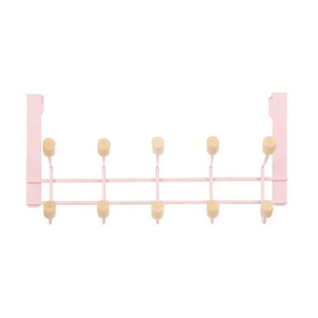 Appendiabiti per Porte Berilo W7912-10NB-PINK Rosa Legno Metallo 35 x 17 x 15 cm (6 Unità)
