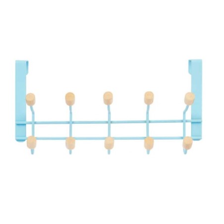 Appendiabiti per Porte Berilo W7912-10NB-BLUE Azzurro Legno Metallo 35 x 17 x 15 cm (6 Unità)