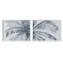 Quadro Home ESPRIT Azzurro Bianco Palme Mediterraneo 80 x 2 x 60 cm (2 Unità)