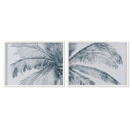 Quadro Home ESPRIT Azzurro Bianco Palme Mediterraneo 80 x 2 x 60 cm (2 Unità)