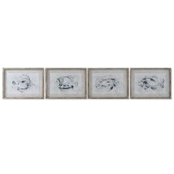 Quadro Home ESPRIT Grigio Pesce (4 Unità)