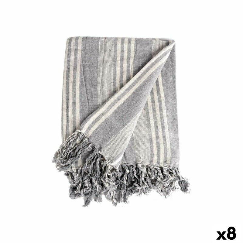Foulard Multiuso Righe 235 x 205 cm Bianco Grigio (8 Unità) Foulard Multiuso Righe 235 x 205 cm Bianco Grigio (8 Unità)