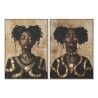 Quadro Home ESPRIT Nero Dorato Donna 103 x 4,5 x 143,5 cm (2 Unità)