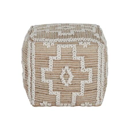 Poggiapiedi Home ESPRIT Bianco Naturale 45 x 45 x 45 cm
