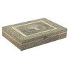 Scatola-Portagioie Home ESPRIT Bianco Champagne Legno Alluminio 27,5 x 20 x 5,4 cm