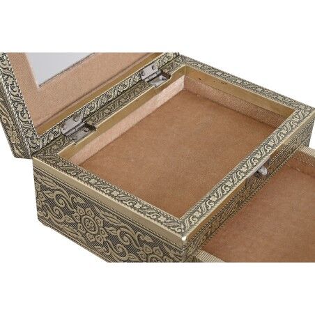 Scatola-Portagioie Home ESPRIT Bianco Champagne Legno Alluminio 17,5 x 12,5 x 8,5 cm