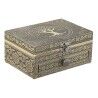 Scatola-Portagioie Home ESPRIT Bianco Champagne Legno Alluminio 17,5 x 12,5 x 8,5 cm