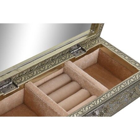 Scatola-Portagioie Home ESPRIT Bianco Champagne Legno Alluminio 22,5 x 10 x 6,5 cm