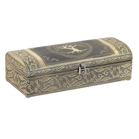 Scatola-Portagioie Home ESPRIT Bianco Champagne Legno Alluminio 22,5 x 10 x 6,5 cm