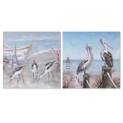 Quadro Home ESPRIT Uccelli Mediterraneo 80 x 3 x 80 cm (2 Unità)