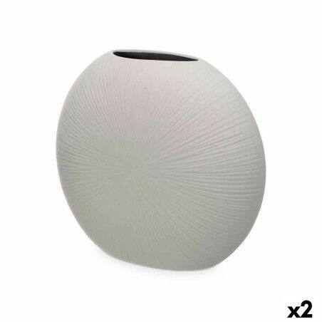 Vaso Grigio Ceramica 36 x 34 x 16 cm (2 Unità) Circolare
