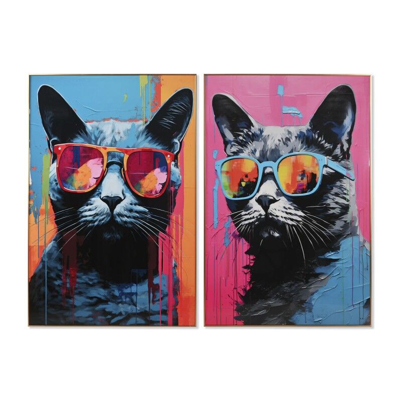 Quadro Home ESPRIT Moderno Gatto 80 x 3 x 120 cm (2 Unità) Quadro Home ESPRIT Moderno Gatto 80 x 3 x 120 cm (2 Unità)