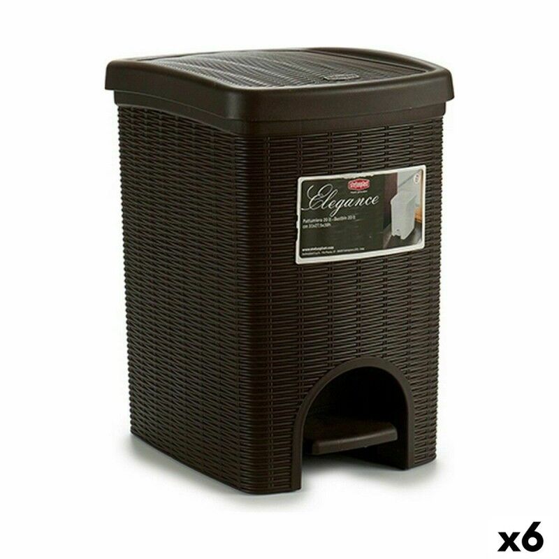 Cestino a pedale Stefanplast Elegance Marrone Plastica 20 L (6 Unità) Cestino a pedale Stefanplast Elegance Marrone Plastica 20 L (6 Unità)