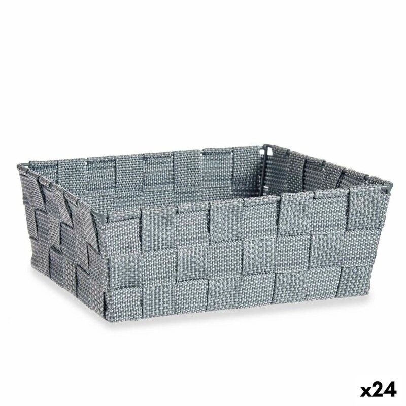 Cestino Multiuso Kipit A3-6930A9 A3-6930A9 Grigio Poliestere Stoffa Intrecciato 2,4 L (24 Unità)