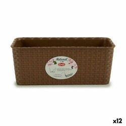 Vaso rettangolare da Balcone Stefanplast Marrone PVC 13 x 11 x 28,5 cm (12 Unità)